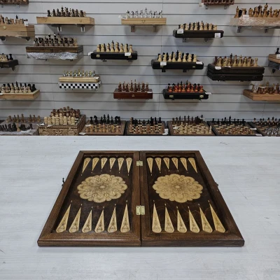 Нарды деревянные Цветочный узор подарочные средние