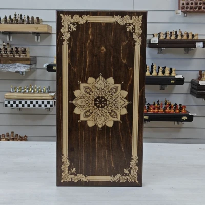 Нарды деревянные Цветочный узор подарочные средние