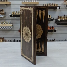 Нарды деревянные Цветочный узор подарочные средние