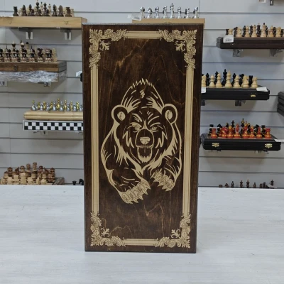 Нарды деревянные Медведь подарочные средние