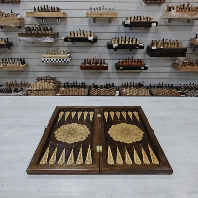 Нарды деревянные Медведь подарочные средние