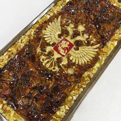 Нарды из янтаря Герб РФ эксклюзивные большие 60 см