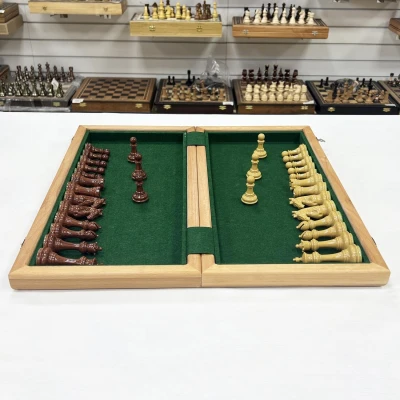 Шахматы турнирные орех с фигурами Стаунтон мини из композита большие