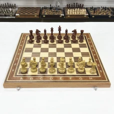 Шахматы турнирные орех с фигурами Стаунтон мини из композита большие