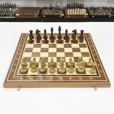 Шахматы турнирные орех с фигурами Стаунтон мини из композита большие