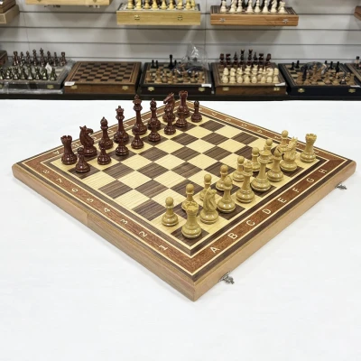 Шахматы турнирные орех с фигурами Стаунтон мини из композита большие