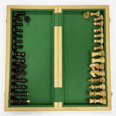 Шахматы подарочные орех с фигурами из карельской березы Стаунтон люкс большие