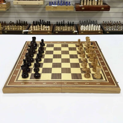 Шахматы подарочные орех с фигурами из карельской березы Стаунтон люкс большие