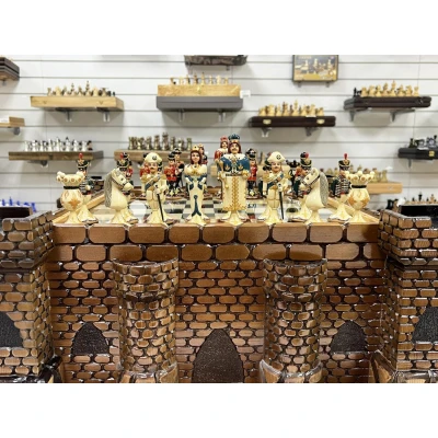 Шахматный ларец Замок с фигурами Царская Россия из хлеба