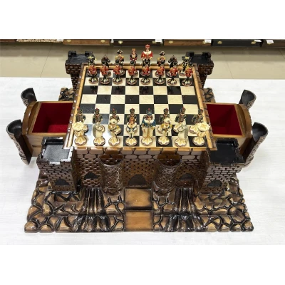 Шахматный ларец Замок с фигурами Царская Россия из хлеба