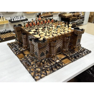 Шахматный ларец Замок с фигурами Царская Россия из хлеба