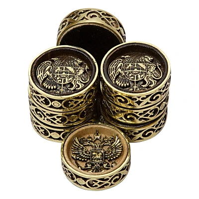 Набор фишек для нард "2 Герба" с бронзой 209, Haleyan