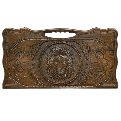 Нарды резные "Лев 2" с ручкой 60, Haleyan