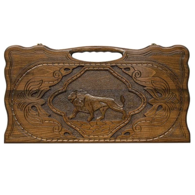 Нарды резные "Лев 3" с ручкой 60, Haleyan