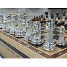 Шахматы подарочные в ларце из дуба с фигурами Итальянский дизайн Люкс