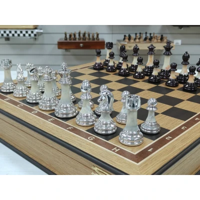 Шахматы подарочные в ларце из дуба с фигурами Итальянский дизайн Люкс