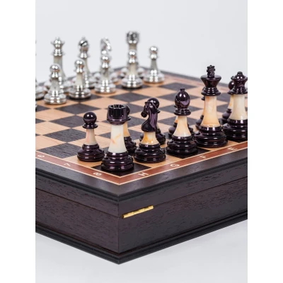 Шахматы подарочные в ларце Венге с фигурами Итальянский дизайн Люкс