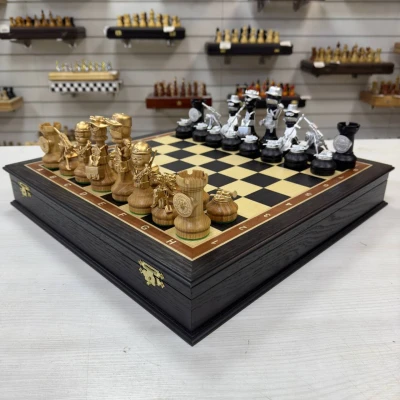 Шахматы подарочные из мореного дуба ЧВК Вагнер