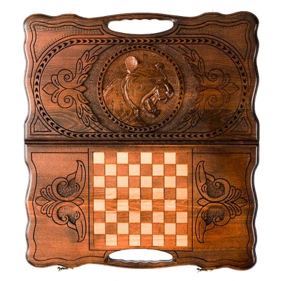 Нарды резные "Тигр" с ручкой 40, Haleyan