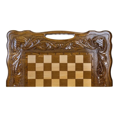 Шахматы + нарды резные "Антемион" 60 с ручкой, Haleyan