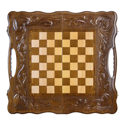 Шахматы + нарды резные "Антемион" 60 с ручкой, Haleyan