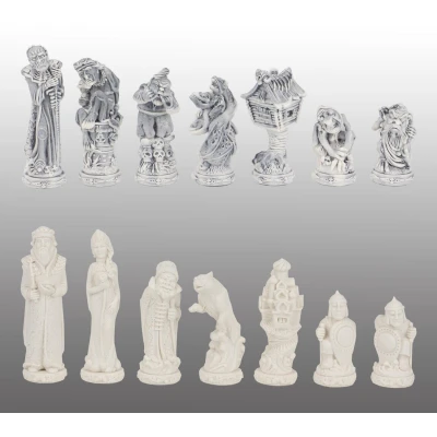 Шахматы "Русские сказки" змеевик мрамолит 400х400 мм