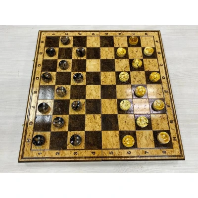 Шашки эксклюзивные из карельской березы с фишками из бивня мамонта