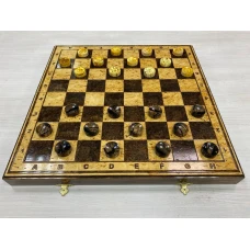 Шашки эксклюзивные из карельской березы с фишками из бивня мамонта