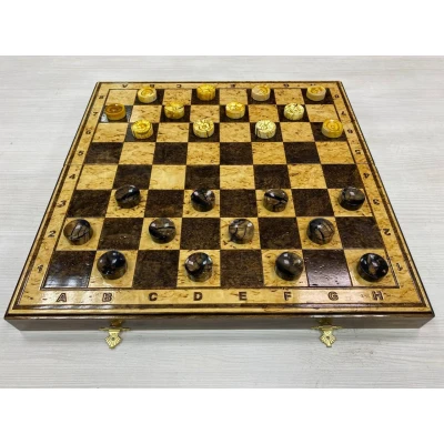 Шашки эксклюзивные из карельской березы с фишками из бивня мамонта