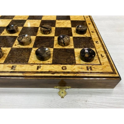 Шашки эксклюзивные из карельской березы с фишками из бивня мамонта