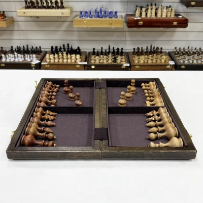 Шахматы деревянные эксклюзивные Суздальские в доске из ореха 45 см