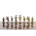Шахматы из камня с металлическими фигурами Средневековье 44х44 см лемезит змеевик
