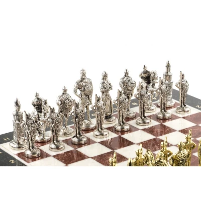 Шахматы Русь доска 40х40 см из мрамора лемезита