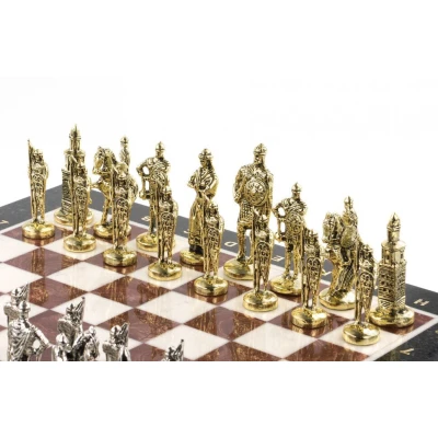 Шахматы Русь доска 40х40 см из мрамора лемезита