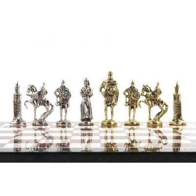 Шахматы Русь доска 40х40 см из мрамора лемезита