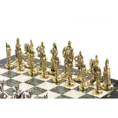 Шахматы подарочные Русские доска 40х40 см из офиокальцита