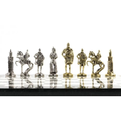 Шахматы подарочные Русские доска 40х40 см из офиокальцита