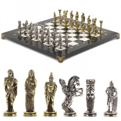 Шахматы подарочные Александр Македонский 36 на 36 см мрамор, змеевик