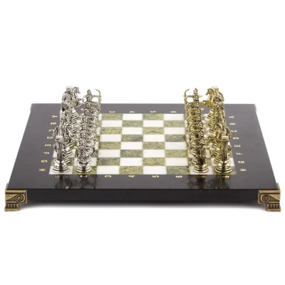 Шахматы "Римские лучники" 28х28 см камень мрамор змеевик