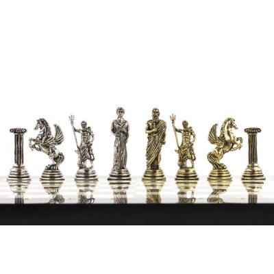 Шахматы "Римские лучники" 28х28 см камень мрамор змеевик