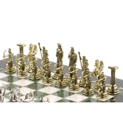 Шахматы Римские лучники 28х28 см офиокальцит мрамор