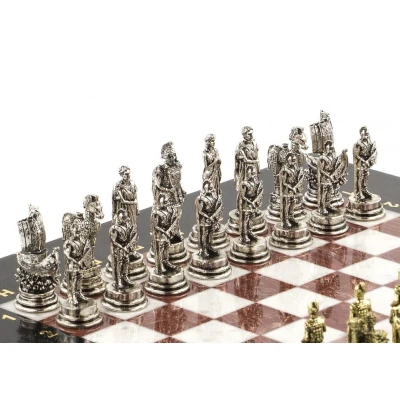 Шахматы подарочные "Троянская война" 28х28 см камень лемезит мрамор