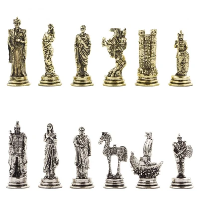 Шахматы подарочные "Троянская война" 28х28 см камень лемезит мрамор