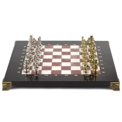 Шахматы подарочные Римские воины 28х28 см из лемезита и мрамора