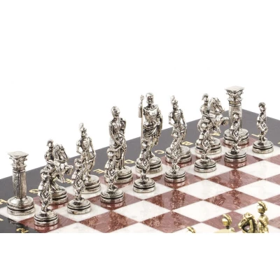 Шахматы подарочные Римские воины 28х28 см из лемезита и мрамора