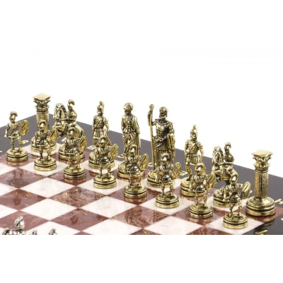 Шахматы подарочные Римские воины 28х28 см из лемезита и мрамора