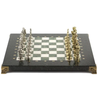 Шахматы "Рыцари" доска 28х28 см офиокальцит мрамор