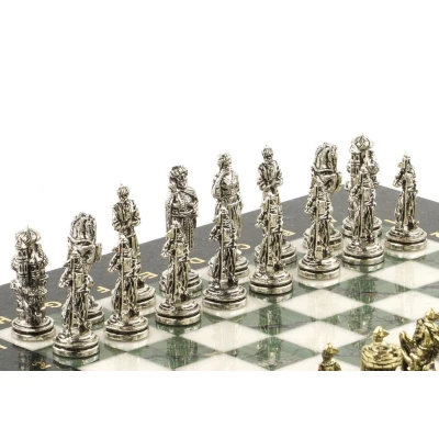 Шахматы "Рыцари" доска 28х28 см офиокальцит мрамор