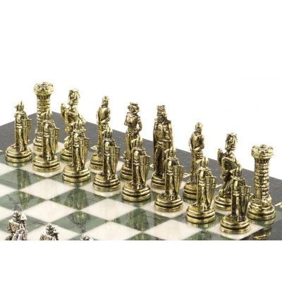 Шахматы "Рыцари" доска 28х28 см офиокальцит мрамор