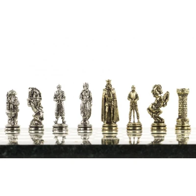 Шахматы "Рыцари" доска 28х28 см офиокальцит мрамор